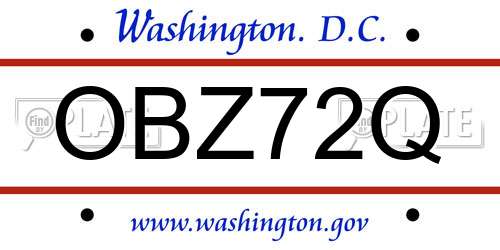 OBZ72Q District Of Columbia License Plate