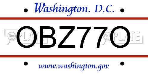 OBZ77O District Of Columbia License Plate
