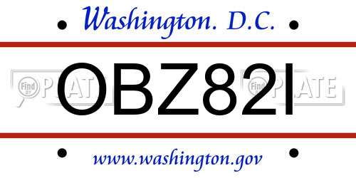 OBZ82I District Of Columbia License Plate