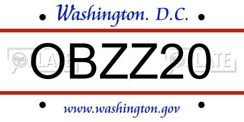 OBZZ20 District Of Columbia License Plate