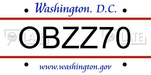 OBZZ70 District Of Columbia License Plate