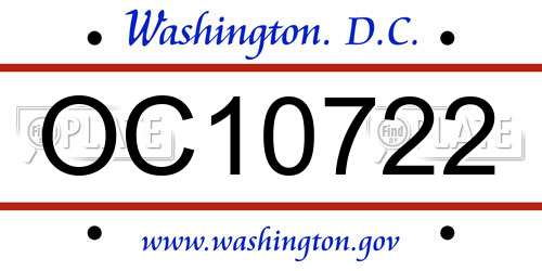 OC10722 District Of Columbia License Plate