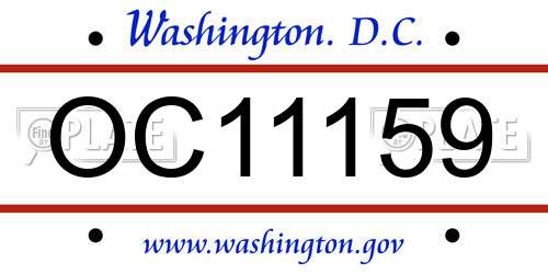 OC11159 District Of Columbia License Plate
