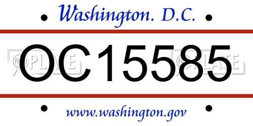 OC15585 District Of Columbia License Plate