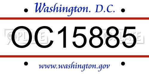 OC15885 District Of Columbia License Plate