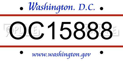 OC15888 District Of Columbia License Plate
