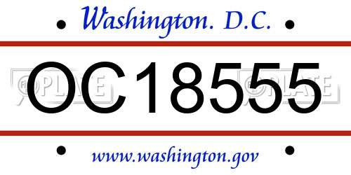 OC18555 District Of Columbia License Plate