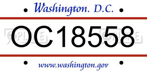 OC18558 District Of Columbia License Plate