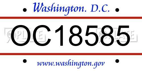 OC18585 District Of Columbia License Plate