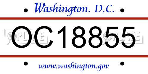 OC18855 District Of Columbia License Plate