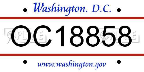 OC18858 District Of Columbia License Plate