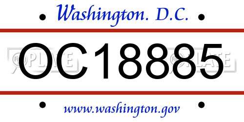 OC18885 District Of Columbia License Plate