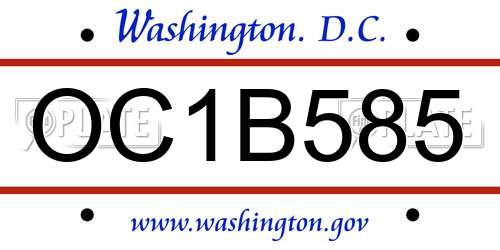 OC1B585 District Of Columbia License Plate