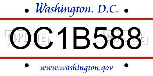 OC1B588 District Of Columbia License Plate