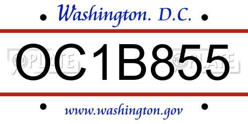 OC1B855 District Of Columbia License Plate