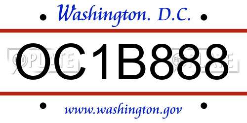 OC1B888 District Of Columbia License Plate