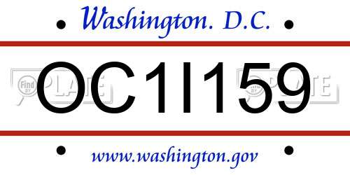 OC1I159 District Of Columbia License Plate