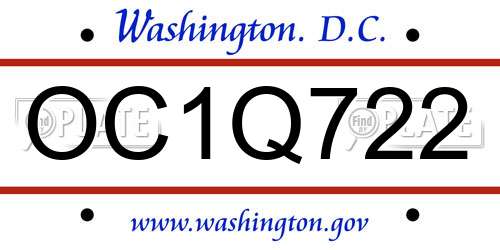 OC1Q722 District Of Columbia License Plate