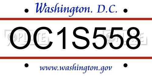 OC1S558 District Of Columbia License Plate
