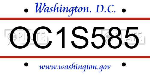 OC1S585 District Of Columbia License Plate