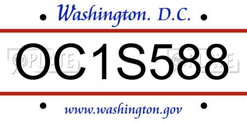 OC1S588 District Of Columbia License Plate