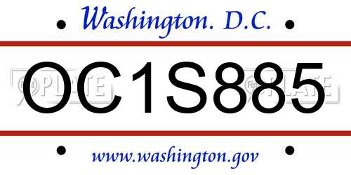 OC1S885 District Of Columbia License Plate