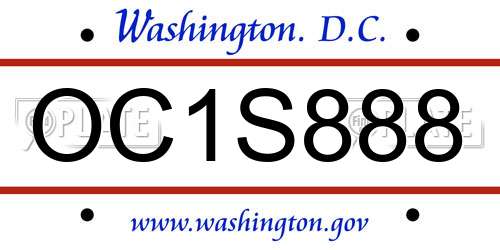 OC1S888 District Of Columbia License Plate