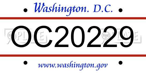 OC20229 District Of Columbia License Plate
