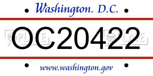 OC20422 District Of Columbia License Plate