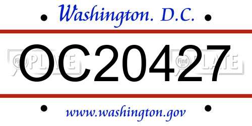 OC20427 District Of Columbia License Plate