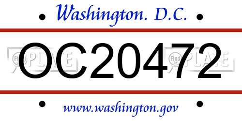 OC20472 District Of Columbia License Plate