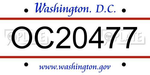 OC20477 District Of Columbia License Plate