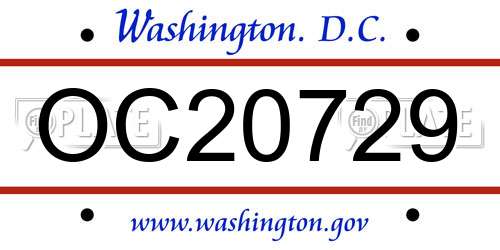 OC20729 District Of Columbia License Plate