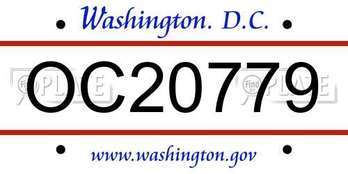 OC20779 District Of Columbia License Plate
