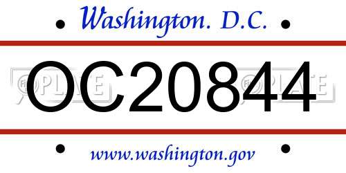 OC20844 District Of Columbia License Plate