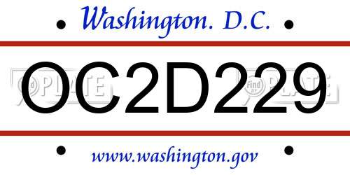 OC2D229 District Of Columbia License Plate