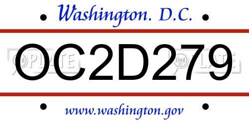 OC2D279 District Of Columbia License Plate