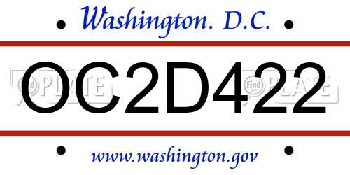 OC2D422 District Of Columbia License Plate