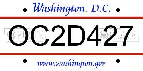 OC2D427 District Of Columbia License Plate