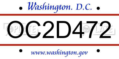 OC2D472 District Of Columbia License Plate