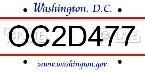 OC2D477 District Of Columbia License Plate