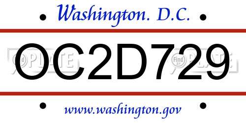 OC2D729 District Of Columbia License Plate