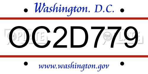 OC2D779 District Of Columbia License Plate