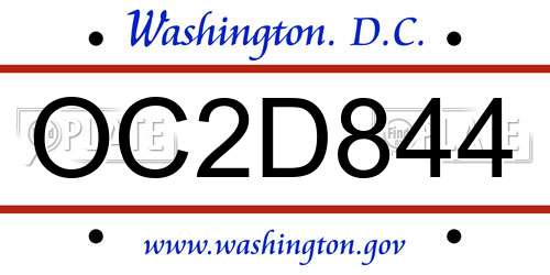 OC2D844 District Of Columbia License Plate