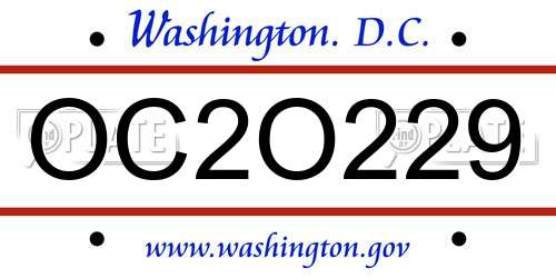 OC2O229 District Of Columbia License Plate
