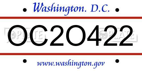 OC2O422 District Of Columbia License Plate