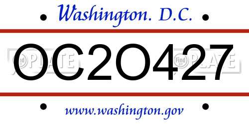 OC2O427 District Of Columbia License Plate