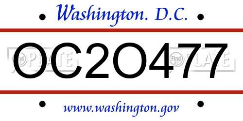 OC2O477 District Of Columbia License Plate