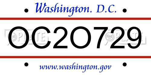 OC2O729 District Of Columbia License Plate