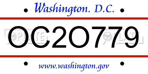 OC2O779 District Of Columbia License Plate